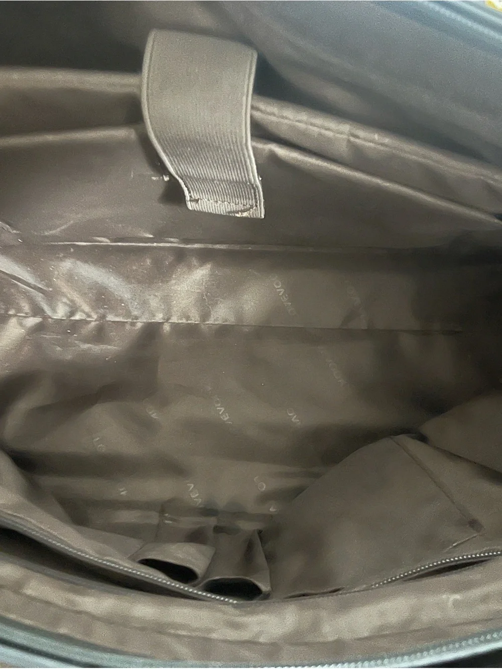 Black Leather Laptop Tote with Detachable Strap
